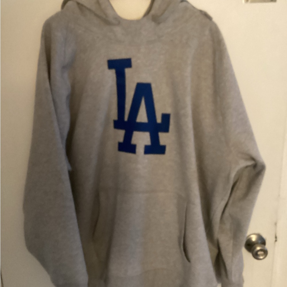 Antigua LA Dodgers Gray Hoodie with sewn on logo